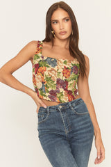 Multi Floral Lace Back Corset Top - Orlana