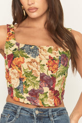 Multi Floral Lace Back Corset Top - Orlana