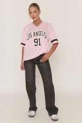 Pink Oversized Varsity Football T-shirt - Austin