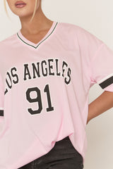 Pink Oversized Varsity Football T-shirt - Austin