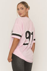 Pink Oversized Varsity Football T-shirt - Austin