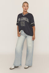 Navy Oversized Varsity Football T-shirt - Austin