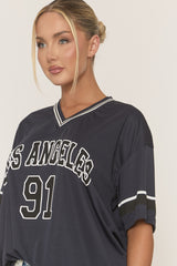 Navy Oversized Varsity Football T-shirt - Austin