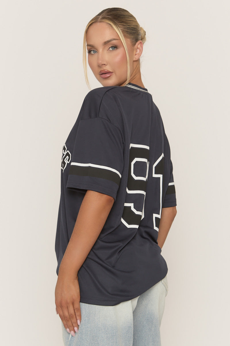 Navy Oversized Varsity Football T-shirt - Austin