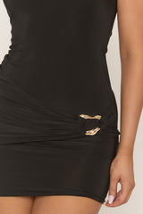 Black Off Shoulder Trim Detail Mini Dress - Lennia