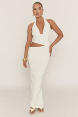 White Halterneck Cut Out Maxi Dress - Briyan