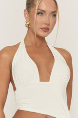 White Halterneck Cut Out Maxi Dress - Briyan