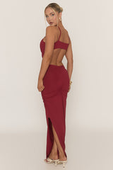 Wine Gathered Bust Maxi Dress - Cameron
