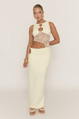 Yellow Lace Cut Out Maxi Dress - Odessa