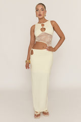 Yellow Lace Cut Out Maxi Dress - Odessa