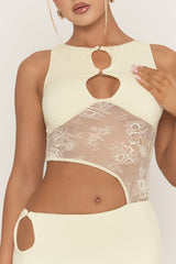 Yellow Lace Cut Out Maxi Dress - Odessa