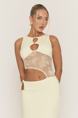 Yellow Lace Cut Out Maxi Dress - Odessa