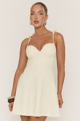 Cream Woven Seam Detail Skater Dress - Genoa