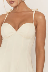 Cream Woven Seam Detail Skater Dress - Genoa