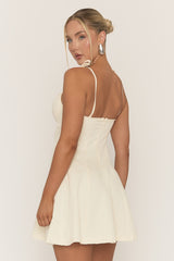 Cream Woven Seam Detail Skater Dress - Genoa