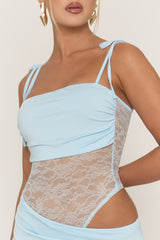 Blue Lace Insert Maxi Dress - Adriene