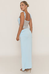Blue Lace Insert Maxi Dress - Adriene
