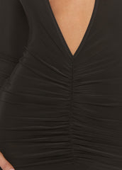Black Cut Out Ruched Front Mini Dress - Venetia