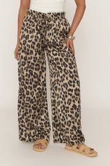 Leopard Print Wide Leg Trousers - Hannah