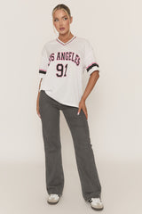 White Oversized Varsity Football T-shirt - Austin