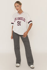 White Oversized Varsity Football T-shirt - Austin