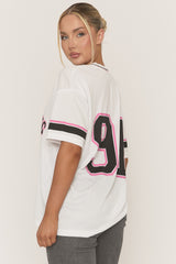 White Oversized Varsity Football T-shirt - Austin