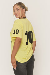 Yellow Oversized Varsity Football T-shirt - Tokya