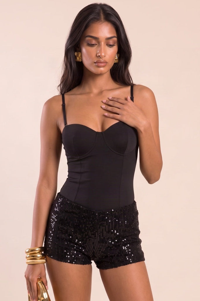 Black Sequin Mini Shorts - Braidy