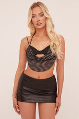 Black Cowl Neck Cropped Top - Lurena