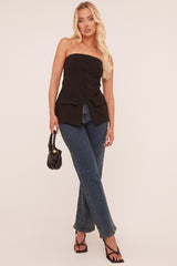 Black Bandeau Button Front Waistcoat - Evanne