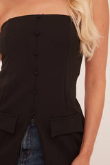 Black Bandeau Button Front Waistcoat - Evanne