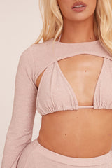 Pink Lurex Three Piece Bralette & Mini Skirt Co-ord Set - Amaal