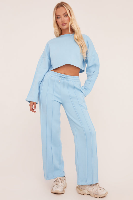 Blue Binding Detail Loungewear Co-ord Set - Ceri
