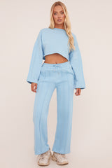 Blue Binding Detail Loungewear Co-ord Set - Ceri