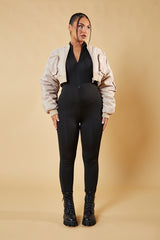 Stone Pocket Detail Cropped Bomber Jacket - Reagan