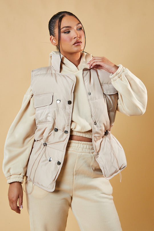 Stone Toggle Detail Cropped Gilet - Florence