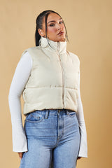 Stone Cropped Puffer Gilet - Zura
