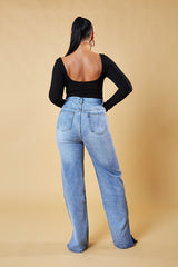 Black Rib Knit Long Sleeve Bodysuit - Vari