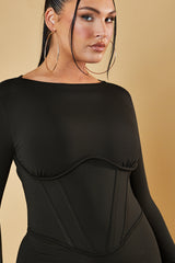 Black Corset Detail Bodycon Mini Dress - Blessing