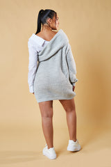 Grey Contrast Knit Oversized Mini Dress - Mae