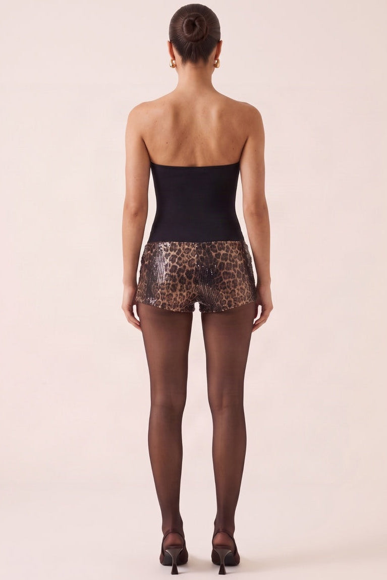 Black Slinky Strapless Padded Bodysuit - Shari