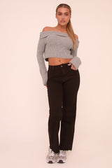 Petite Black Stretch Straight Leg Frayed Hem Jeans - Scarlett