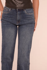 Mid Blue Mid Waist Wide Leg Denim Jeans - Zenida