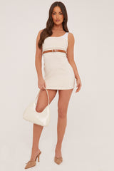 Stone Contrast Straps Belt Detail Mini Dress - Nira