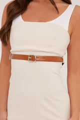 Stone Contrast Straps Belt Detail Mini Dress - Nira