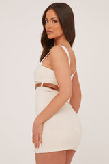 Stone Contrast Straps Belt Detail Mini Dress - Nira