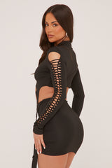 Black Knot Detail Crop Top & Mini Skirt Set - Isabel