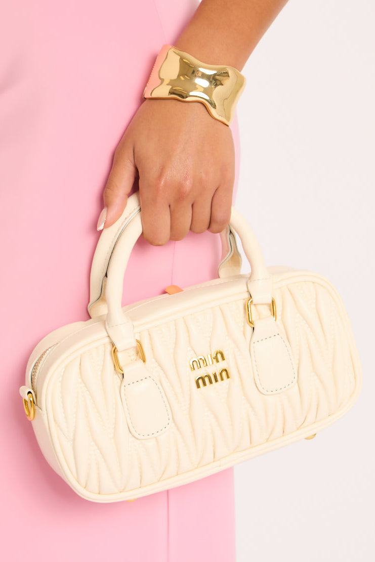 White Textured Faux Leather Mini Bag - Calvina
