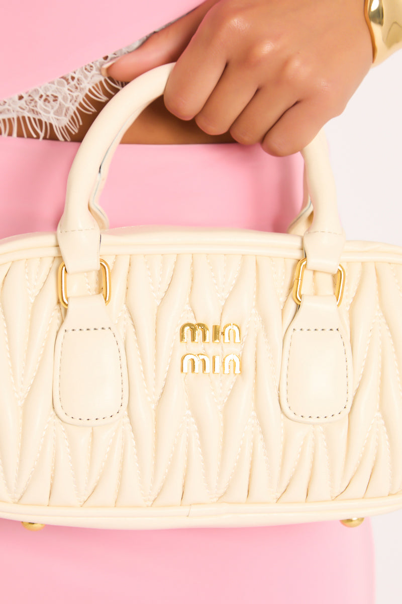 White Textured Faux Leather Mini Bag - Calvina