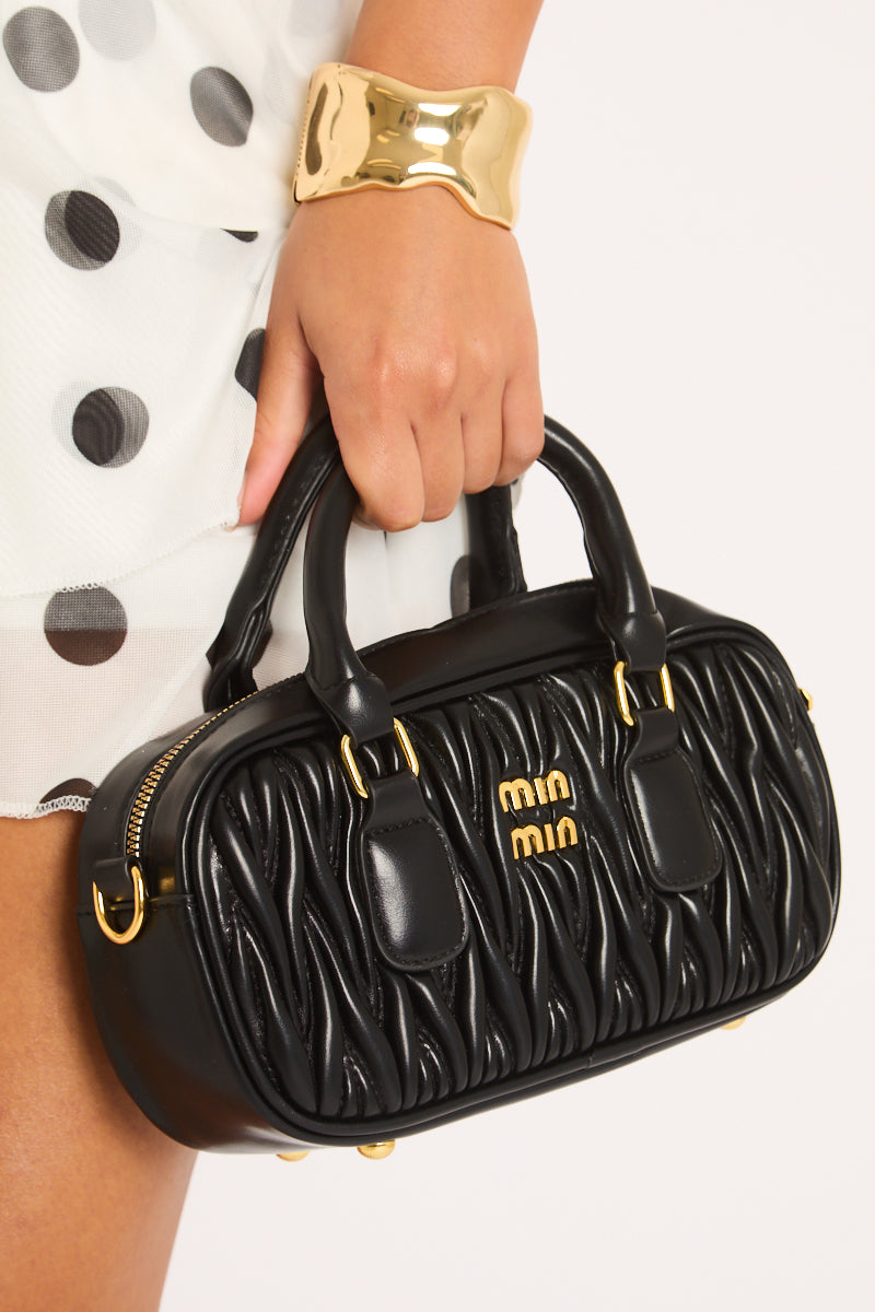 Black Textured Faux Leather Mini Bag - Calvina